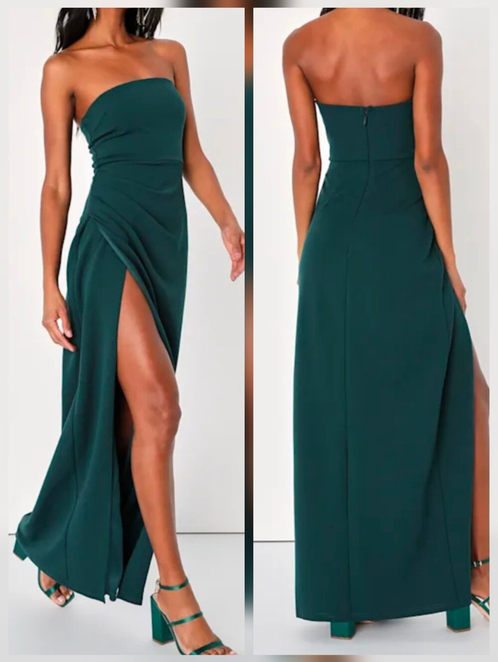 Lulus Foxy Emerald / Teal Green Strapless Maxi Dress - Size XS - NWT
